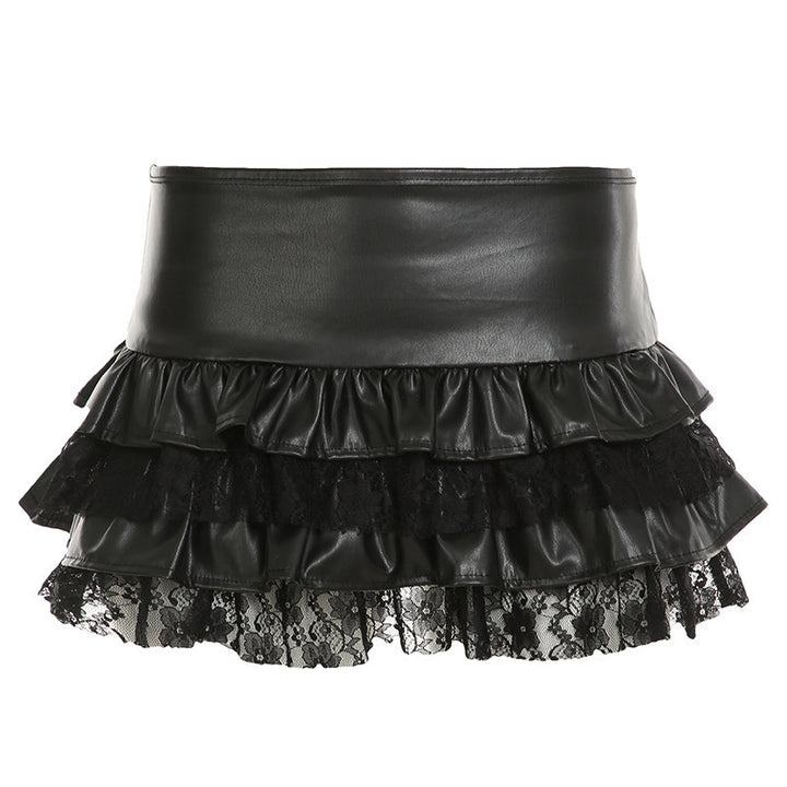 Dame Mini nederdel med ruffle detaljer og spidse accenter Skovae