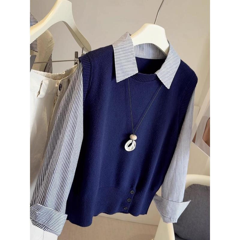 Dame upscale pullover med skjortekrave Stilla