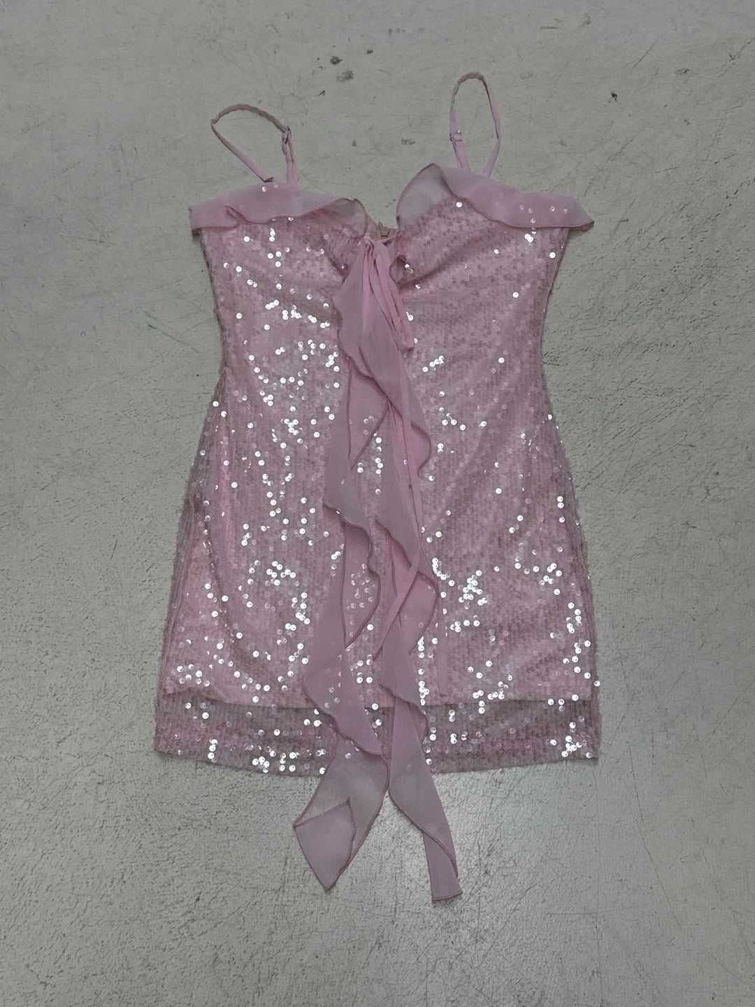 Dame Glitrende Festkjole med Rynker og Slips Skovae