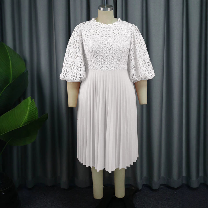 Damer elegant midikjole med spidstop og plisseret skirt Skovae