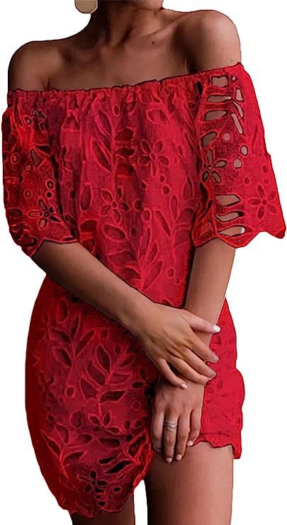 Dame Off-Shoulder Kjole i høj kvalitet broderi Stilla