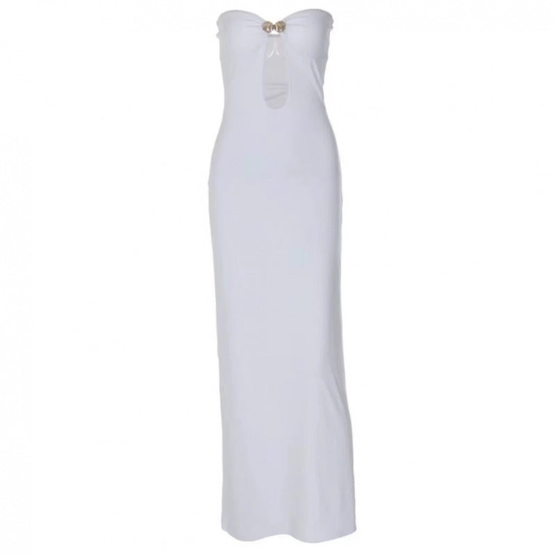 Dame strapless lang maxi kjole med cut-out detaljer Stilla