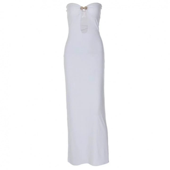 Dame strapless lang maxi kjole med cut-out detaljer Stilla