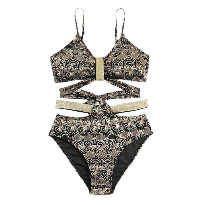 Dame triangel-bikini med glamorøst indpakningsdesign og elegante accenter Skovae
