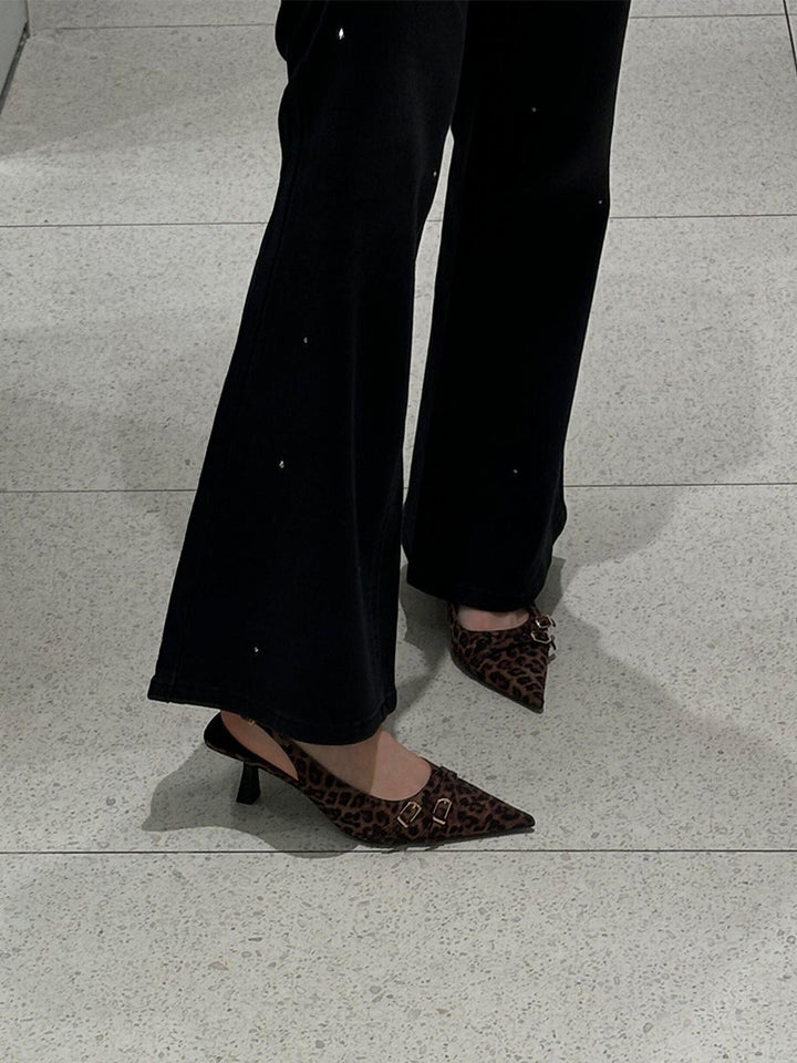Dame spids Slingback-high heels med dobbelt spænde-detajle Stilla