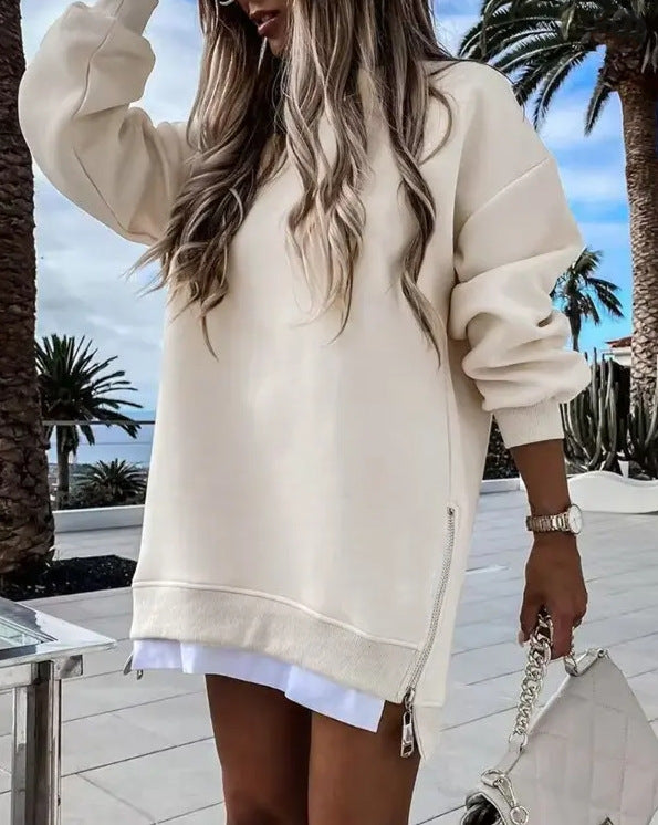 Dame casual sweatshirt med side lynlås og oversized pasform Stilla
