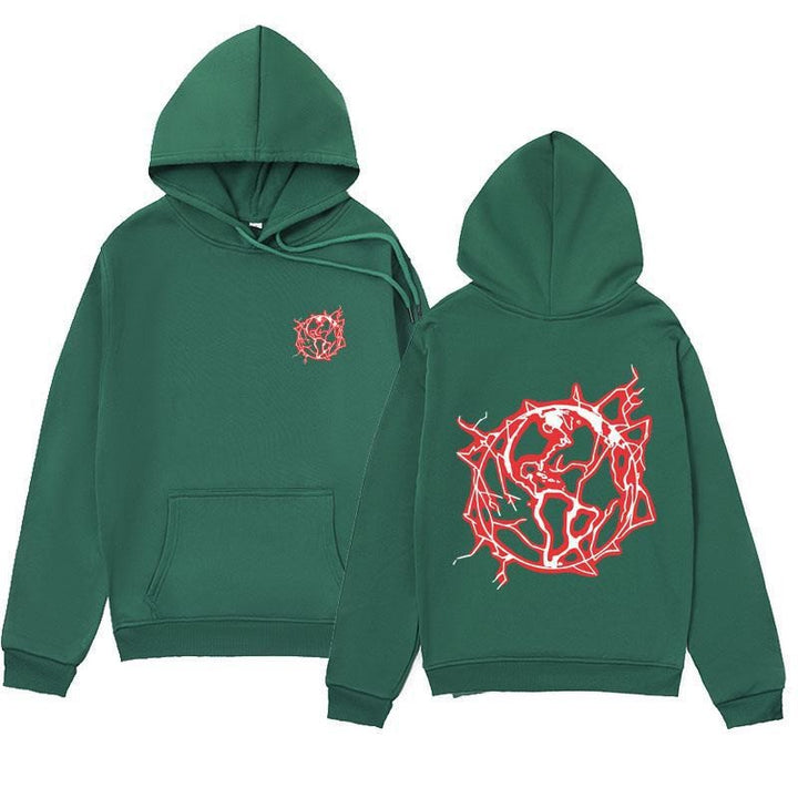 Kvinders hoodie sweatshirt med kunstnerisk grafisk print og praktisk kængurulomme Skovae