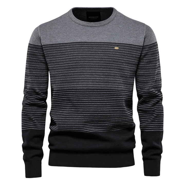 Herre sweater med moderne stribedesign og fint strukturmønster Stilla
