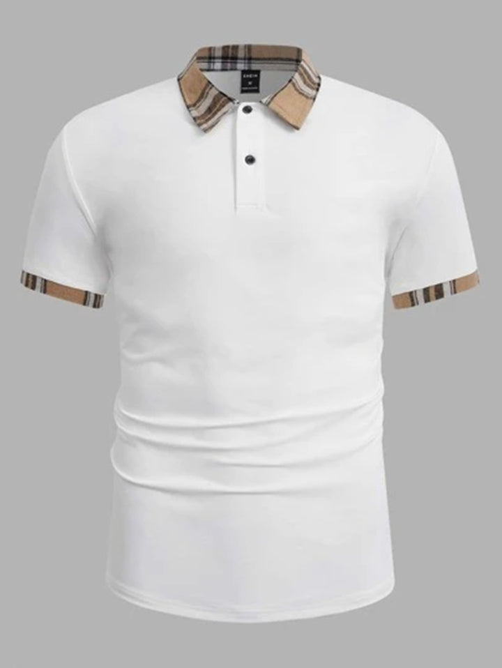 Herrer Poleret Fritids Poloshirt med markant ternet krave Stilla