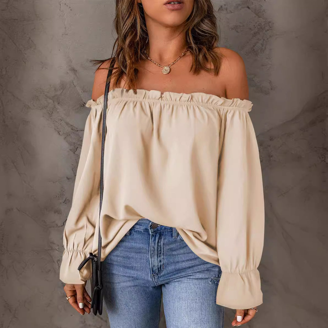 Dame Off-Shoulder Bluse med Rynke detaljer Stilla