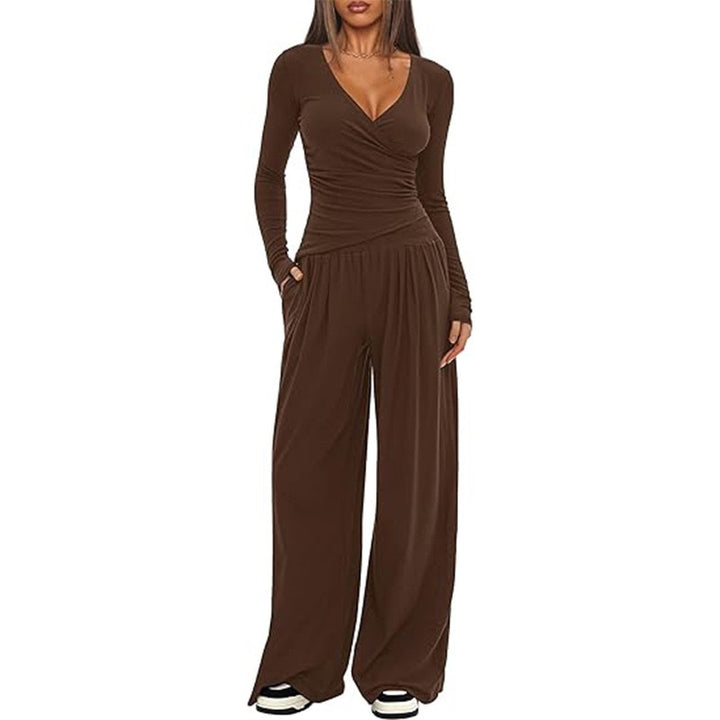 Dame Elegant Wrap-Overall med bred ben og moderne detaljer Skovae
