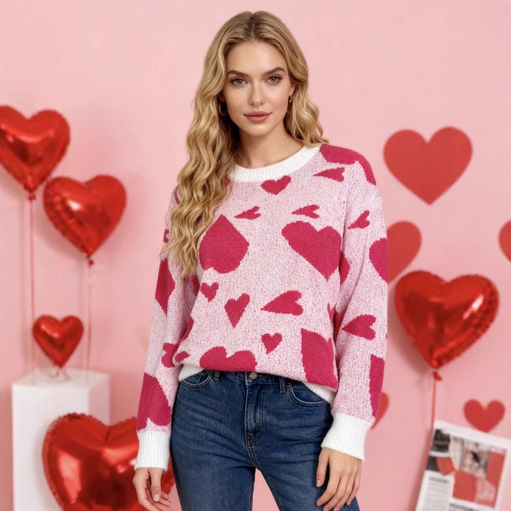 Kvinders legesyge sweater med hjerte mønstre Stilla