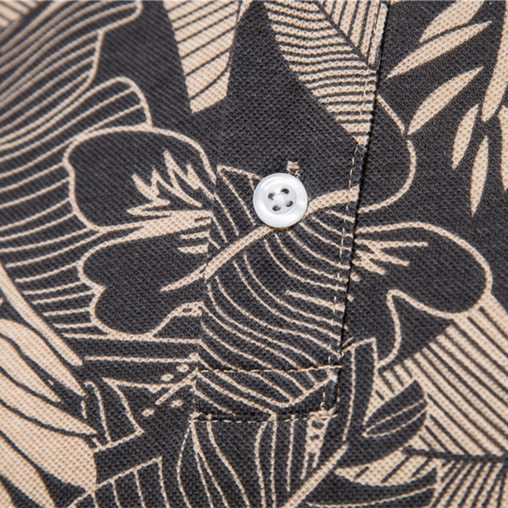 Herre Polo-Shirt med blomsterprint og moderne krave Stilla