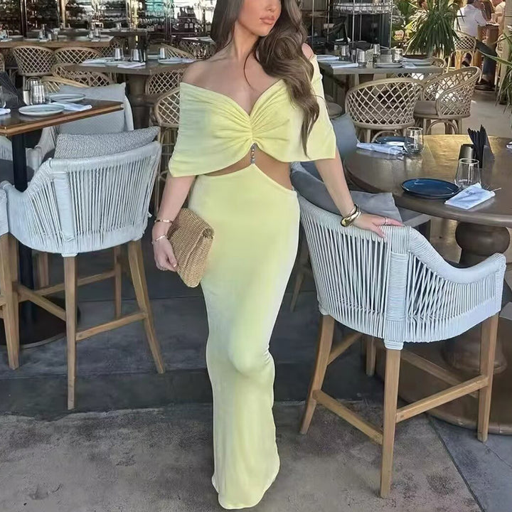 Femme Elegante Draperet To-delt Maxikjole Stilla