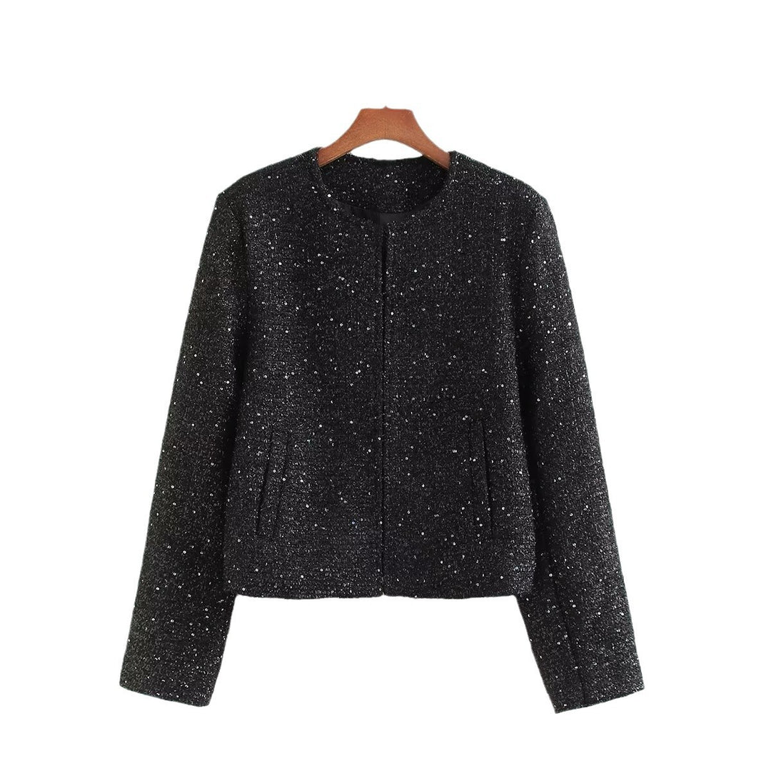 Femme Teksturiseret Funklende Crop-Jakke Stilla