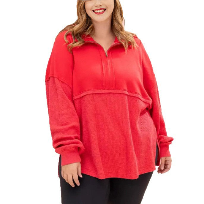 Kvinders casual pullover med lynlås og løst fit Stilla