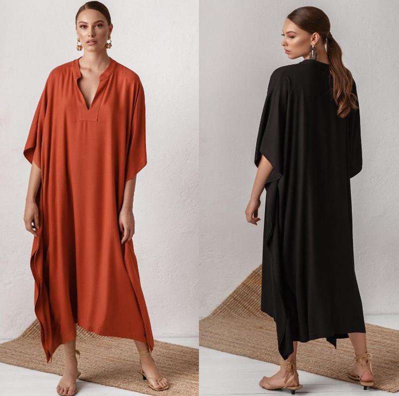 Dame Elegant skåret kaftan i blødt stof Stilla