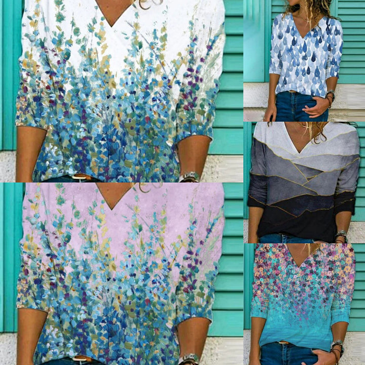 Dame blomsterprint bluse Stilla
