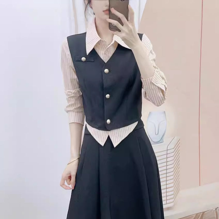 Dame elegant sæt med mode blazer og feminint nederdel Stilla