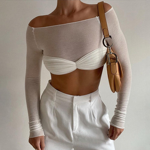 Damer Trendy Cropped Top med Raffineringer og Off-Shoulder Snit Stilla