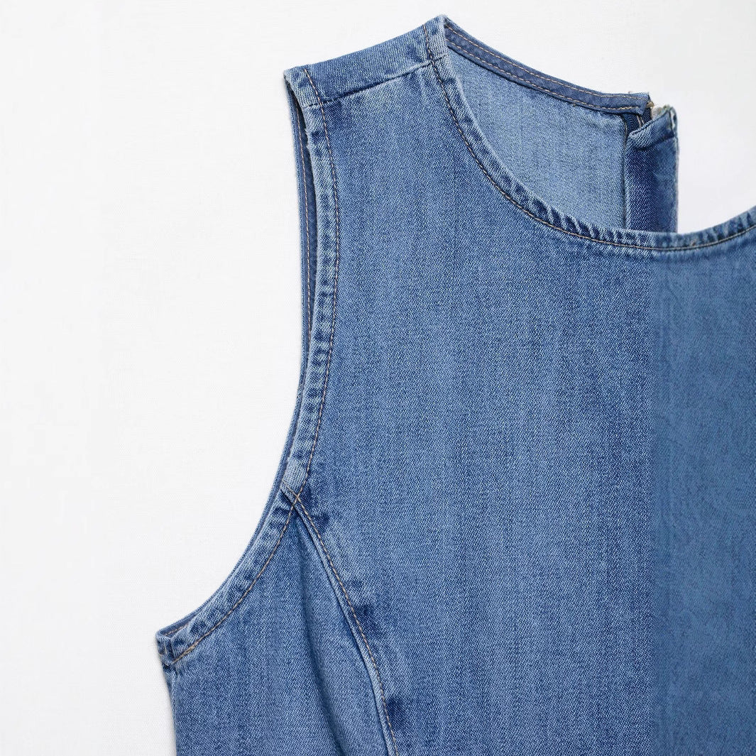 Femme A-linje Denim Tunika Kjole Stilla