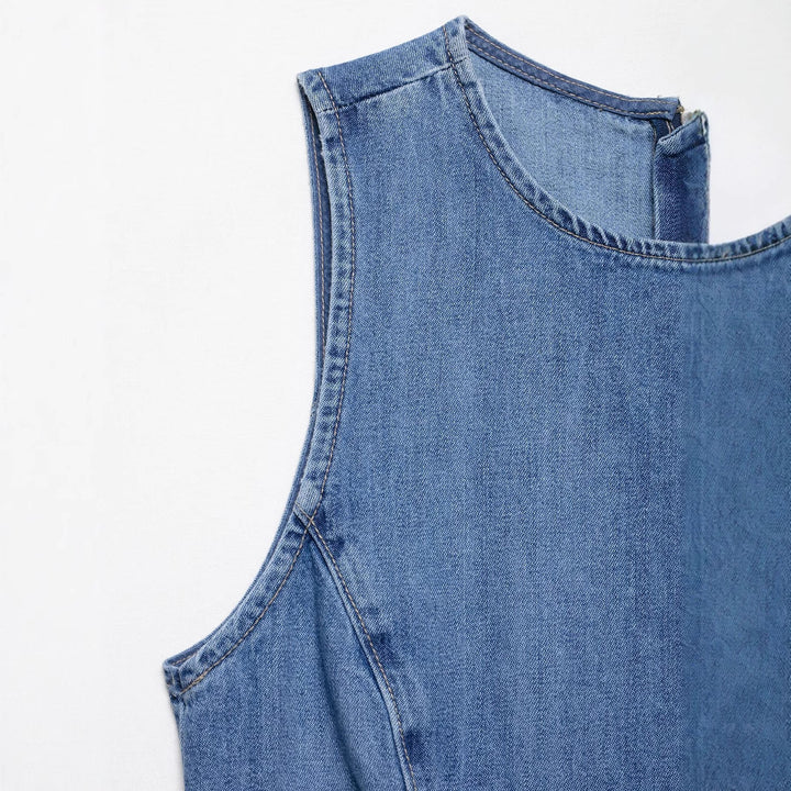 Femme A-linje Denim Tunika Kjole Stilla
