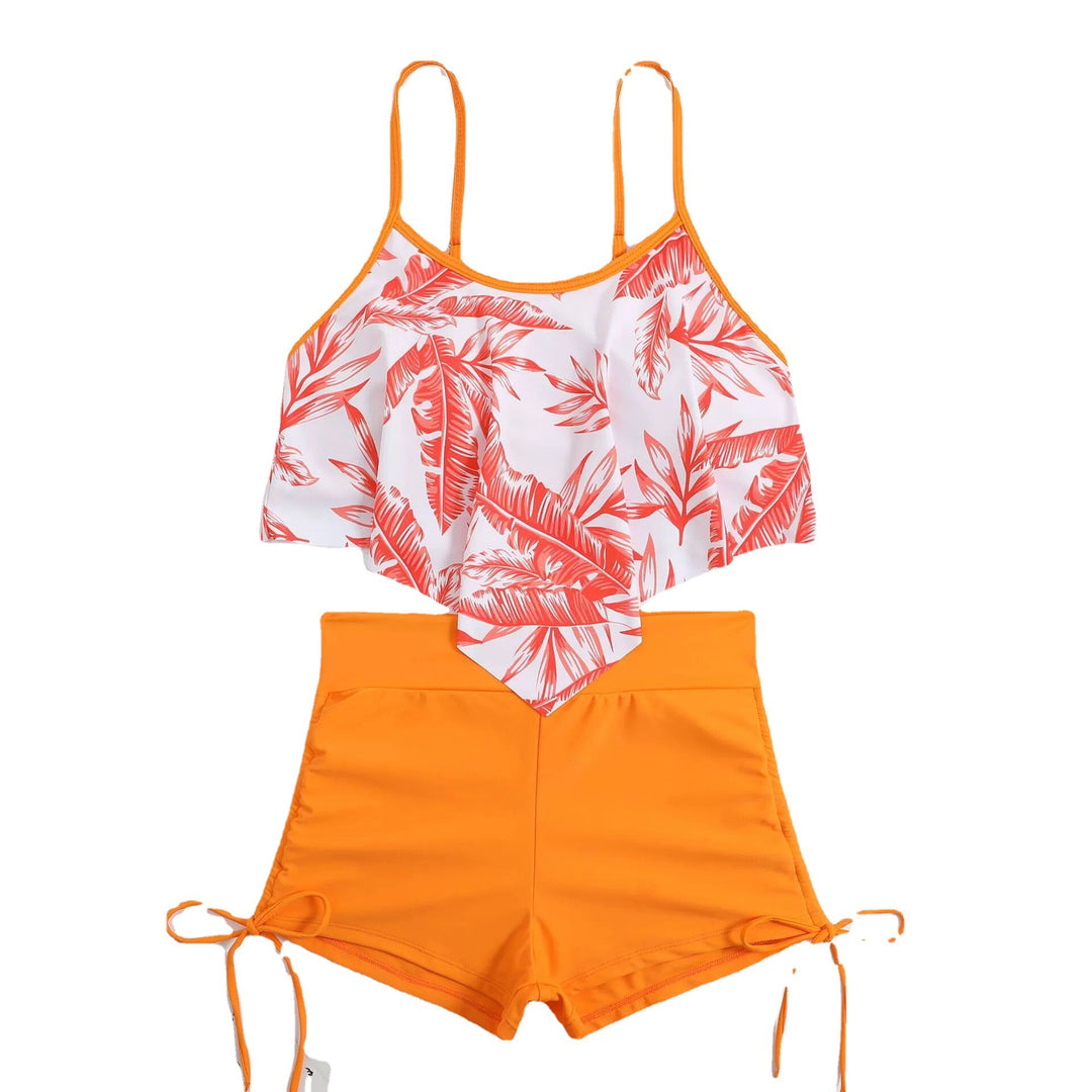 Dame Tankini-sæt med blomstret top og justerbar bukselinning Stilla