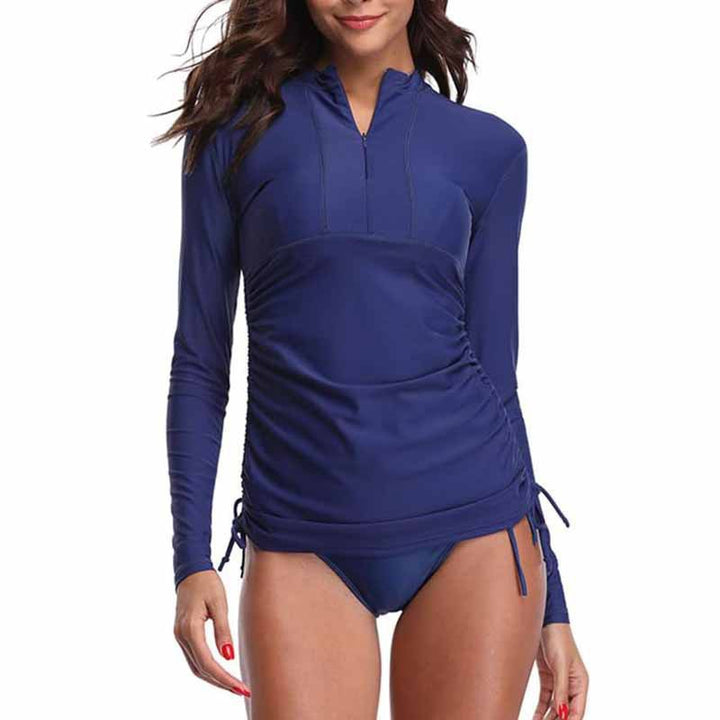 Dame Langærmet Rashguard Shirt med figurskabende Rynker Stilla