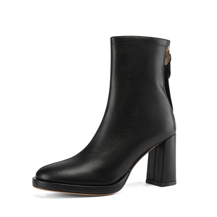 Femme Chunky Heel Ankelstøvler med lynlåsdetaljer Stilla