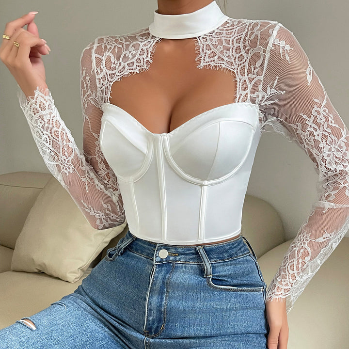 Dame Cropped Top med Spidsærmer Stilla