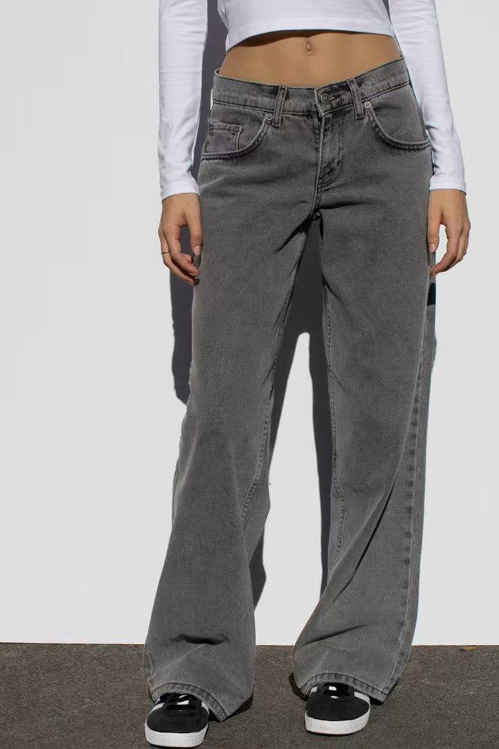 Dame brede jeans i afslappet snit med høj talje Stilla