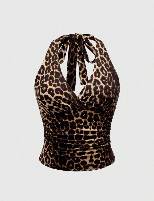 Dame Cut-Out Top med Leo-mønster Skovae