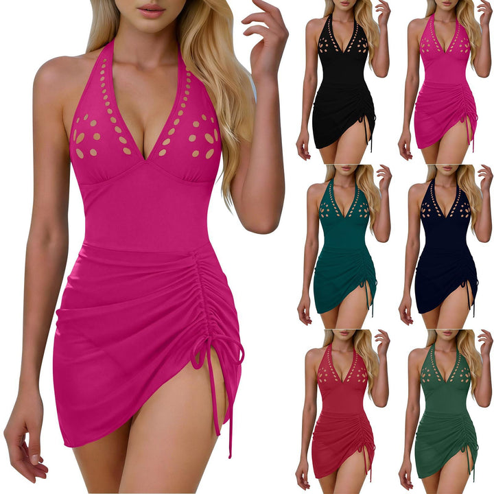 Dame bodysuit badedragt med modetrend cut-out og ruffle detalje Skovae