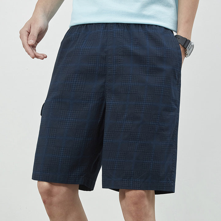 Herrer afslappede plaid shorts med elastisk linning og praktiske sidelommer Stilla