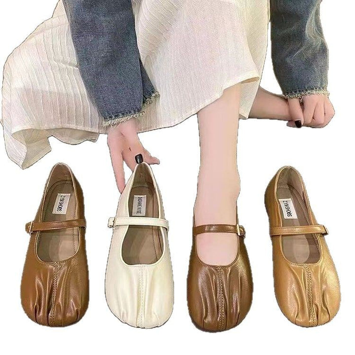 Dame elegante Ballerinas med justerbar rem og smart folder-detalje Stilla