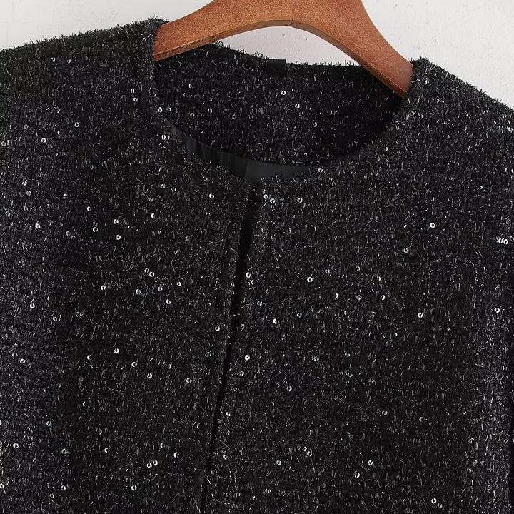 Femme Teksturiseret Funklende Crop-Jakke Stilla