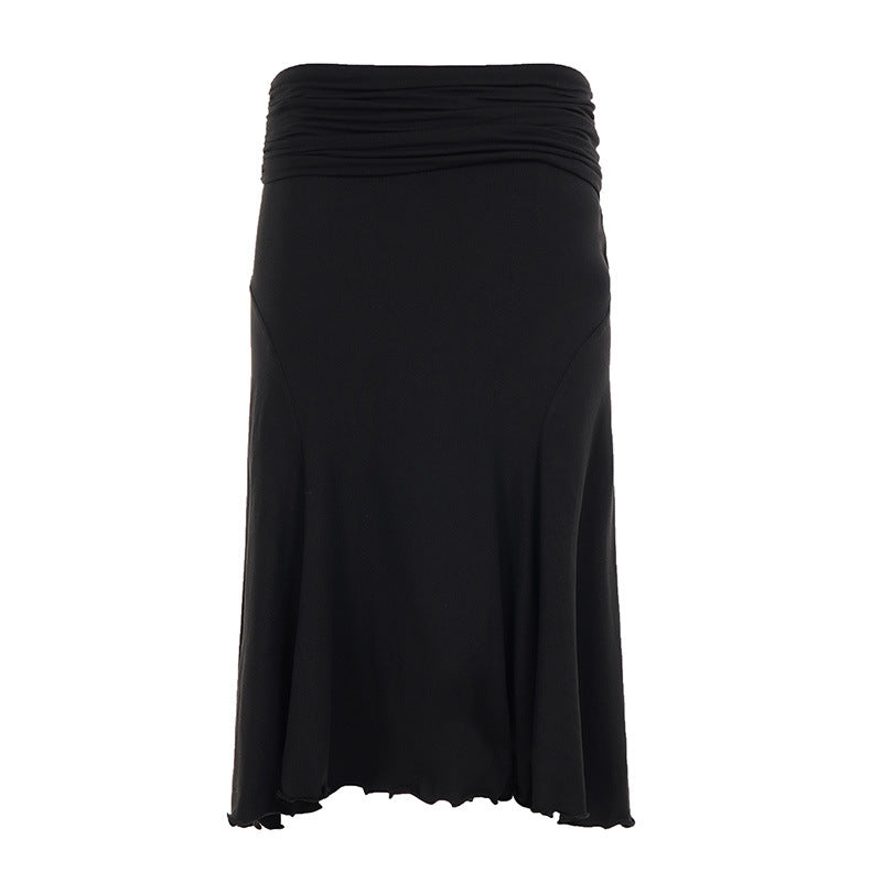 Dame Elegant Wrap Skirt med rynket talje og svajende kant Skovae