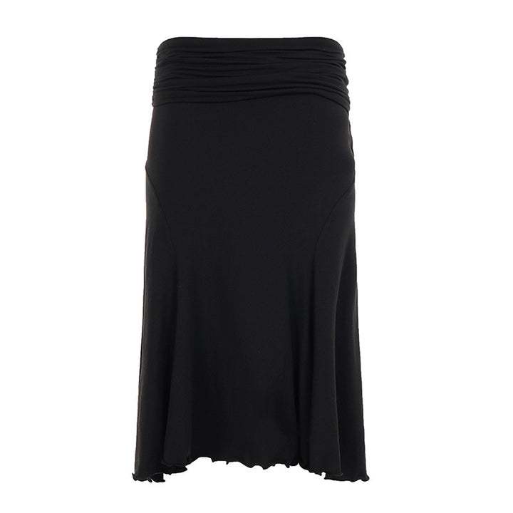 Dame Elegant Wrap Skirt med rynket talje og svajende kant Skovae