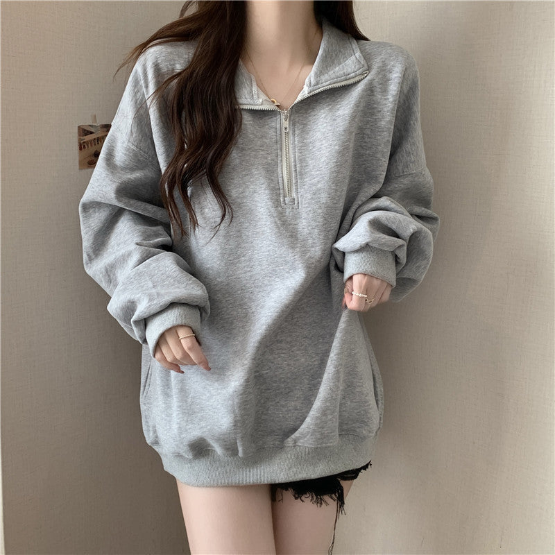 Femme Oversized Zip-Up Fleece Sweatshirt Stilla