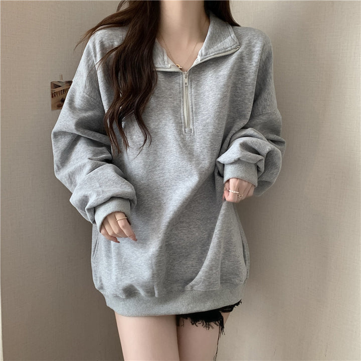 Femme Oversized Zip-Up Fleece Sweatshirt Stilla