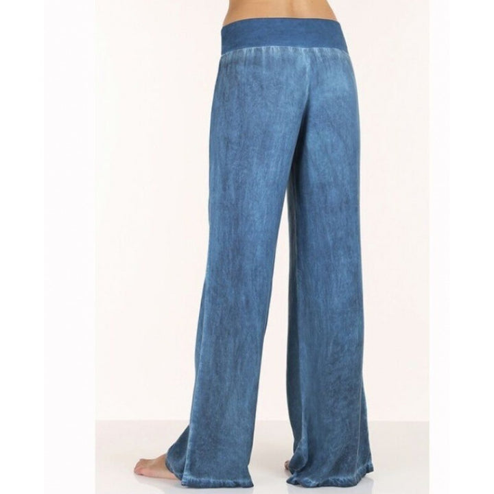 Kvindernes løse flydende bukser med elastisk talje og fashionabel denimlook Stilla