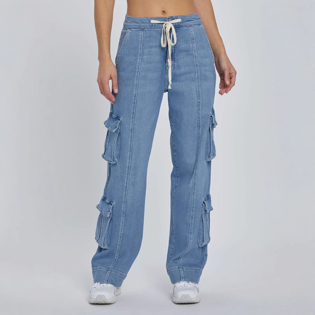 Dame Cargo Jeans med høj talje og sidelommer Stilla