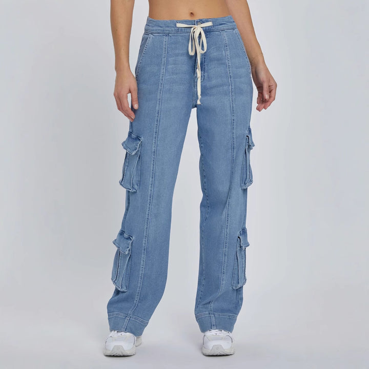 Dame Cargo Jeans med høj talje og sidelommer Stilla
