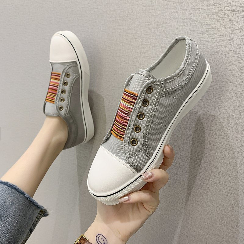Dame afslappede Slip-On Sneakers med farvet tekstilbånd Stilla