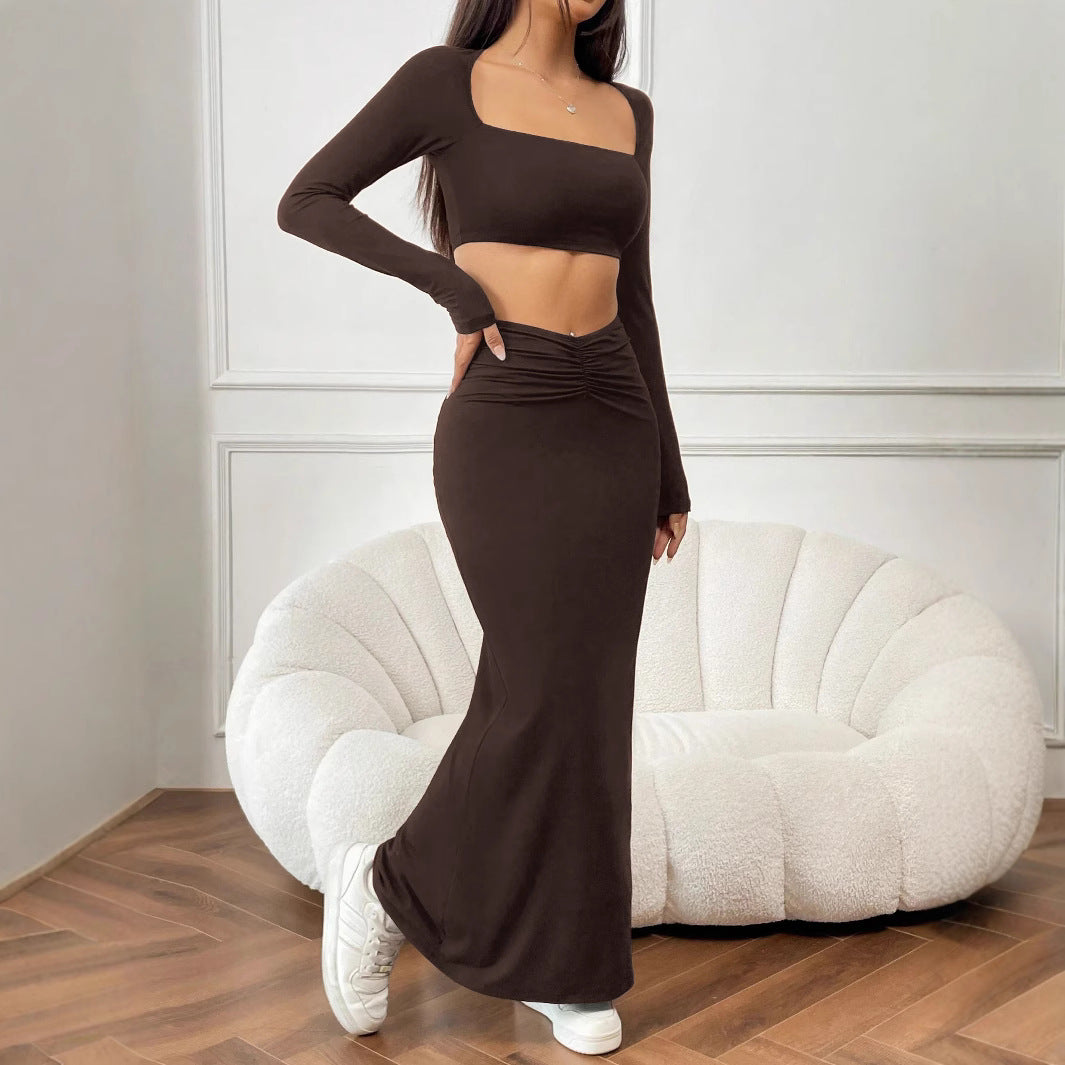 Damer elegant kombination af crop-top og maxiskørt Stilla