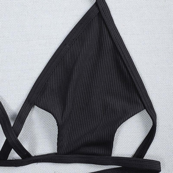 Dame triangle bikini med raffineret snit og dekorerende bindebånd Skovae