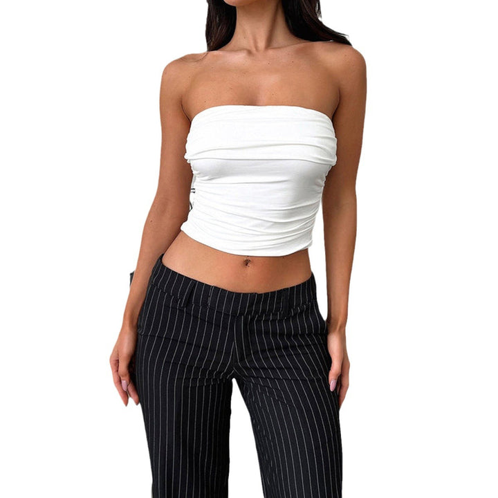 Dame Bandeau Top med rynket design Skovae