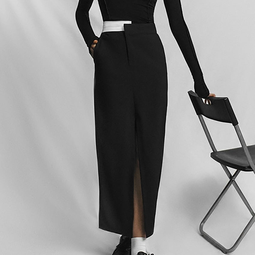 Dame maxiskirt med høj slids og elegant minimalistisk design Stilla
