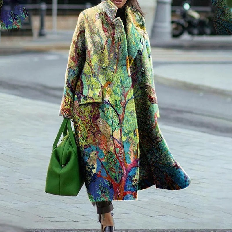 Dame Longblazer med blomsterdesign Stilla