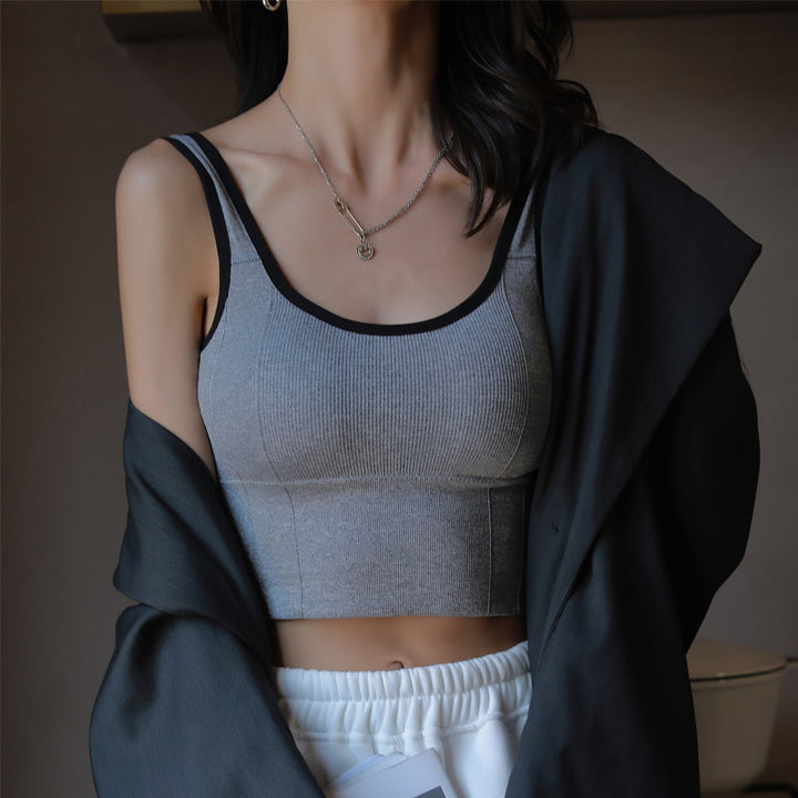 Dame Crop-Top med blød ribstruktur og moderigtig snit Stilla